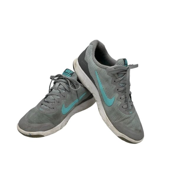 Nike Womens Flex Experience RN 4 Running Shoes Size 8.5 Gray Teal Mesh Lace Up - Picture 1 of 11